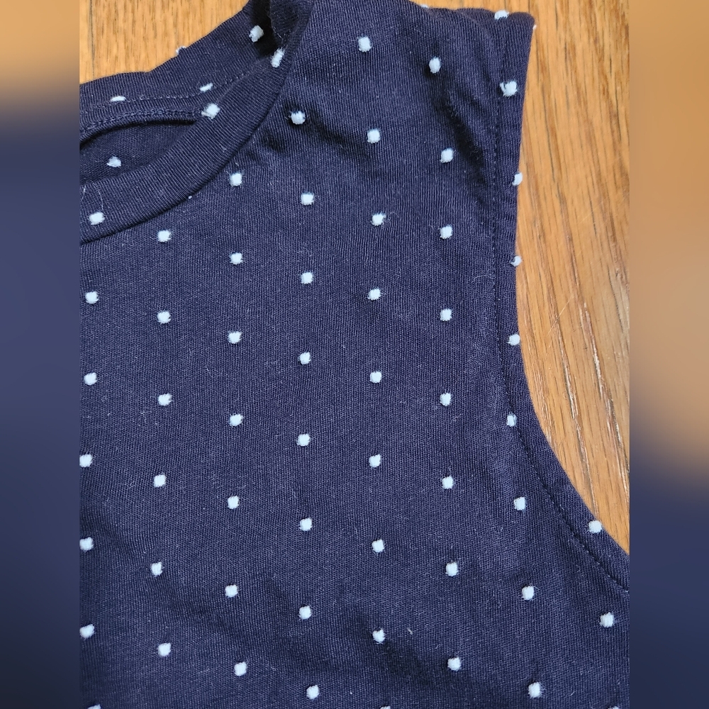 Ann Taylor Dark Blue Sleeveless Polka Dot Top, Size Small - Picture 7 of 7
